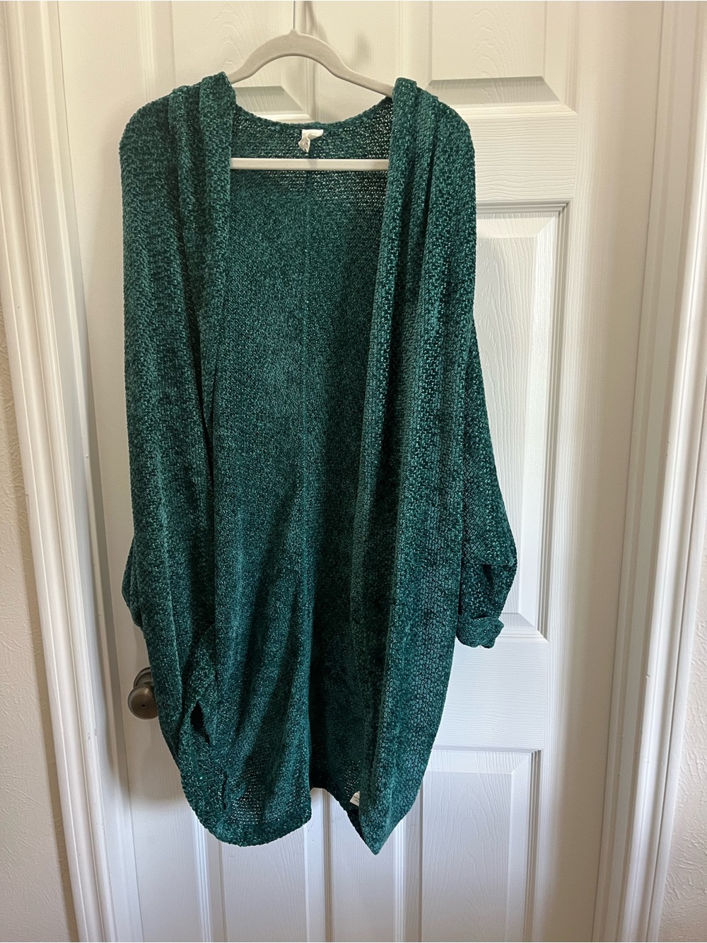 LAWLESS Teal Green Open-Front Hooded Cardigan